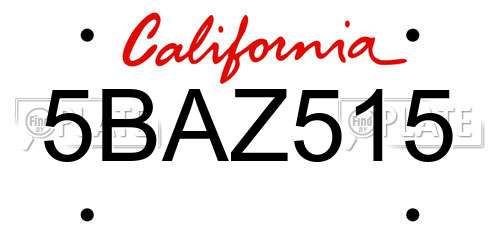 5BAZ515 California License Plate