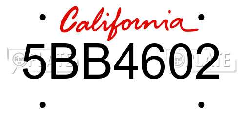 5BB4602 California License Plate