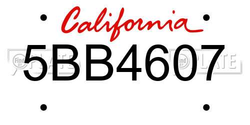 5BB4607 California License Plate