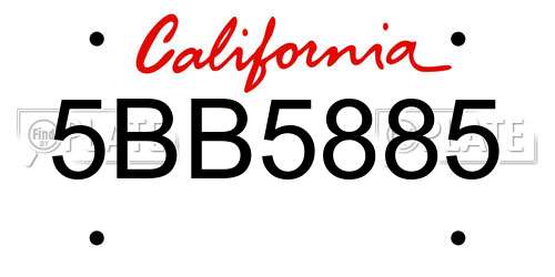 5BB5885 California License Plate