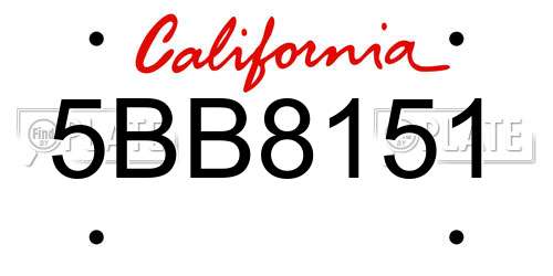 5BB8151 California License Plate