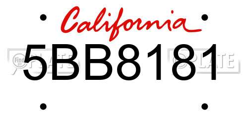 5BB8181 California License Plate