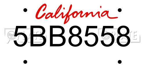 5BB8558 California License Plate