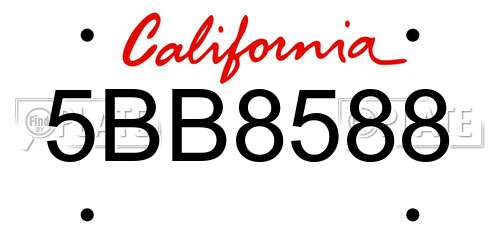 5BB8588 California License Plate