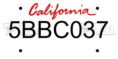 5BBC037 California License Plate