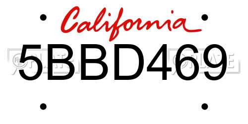 5BBD469 California License Plate