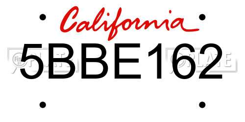 5BBE162 California License Plate