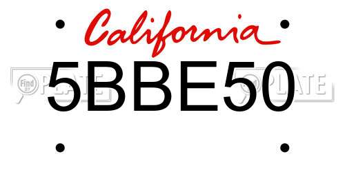 5BBE50 California License Plate