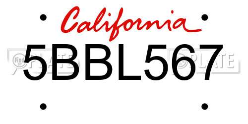 5BBL567 California License Plate