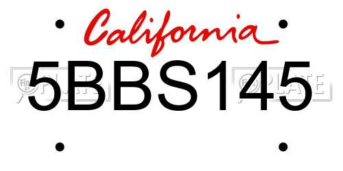 5BBS145 California License Plate