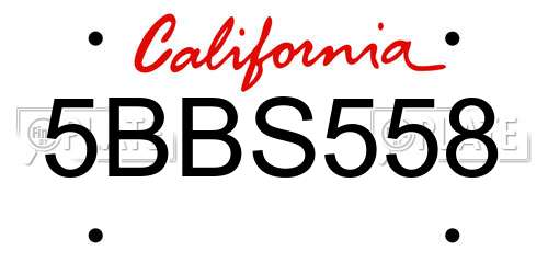 5BBS558 California License Plate