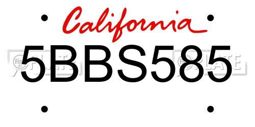 5BBS585 California License Plate