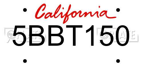 5BBT150 California License Plate