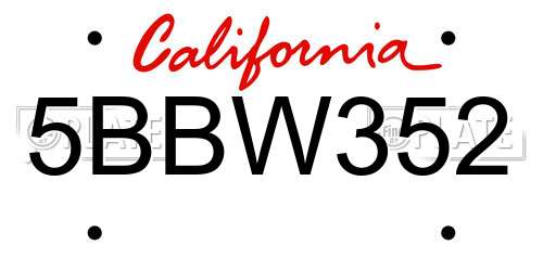 5BBW352 California License Plate
