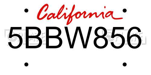 5BBW856 California License Plate