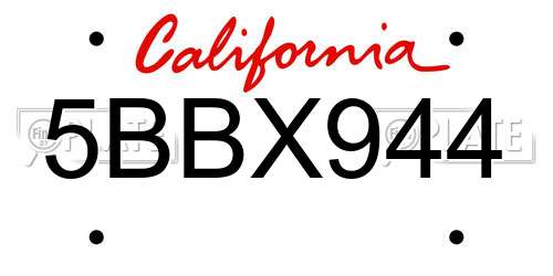 5BBX944 California License Plate