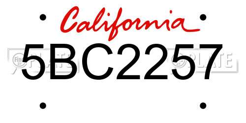 5BC2257 California License Plate