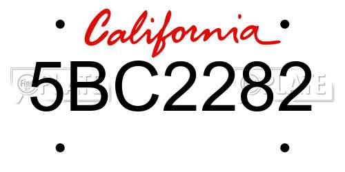 5BC2282 California License Plate