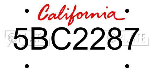 5BC2287 California License Plate