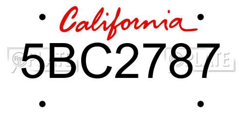 5BC2787 California License Plate