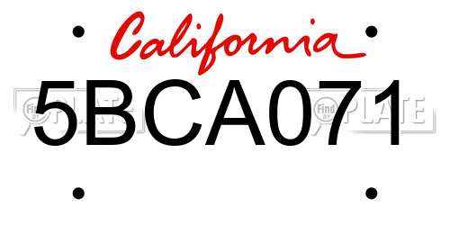 5BCA071 California License Plate