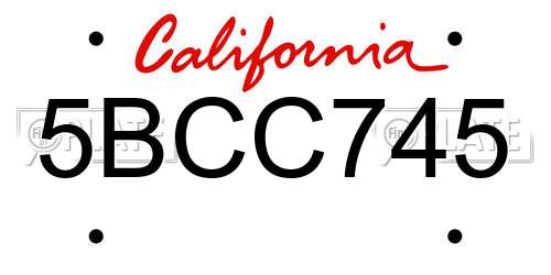 5BCC745 California License Plate