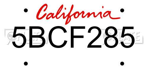 5BCF285 California License Plate