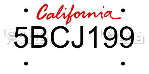 5BCJ199 California License Plate