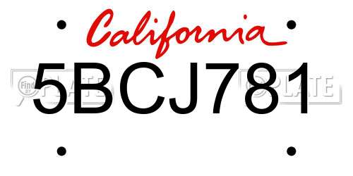 5BCJ781 California License Plate
