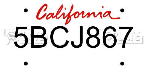 5BCJ867 California License Plate