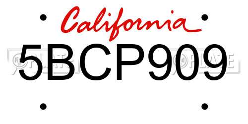 5BCP909 California License Plate