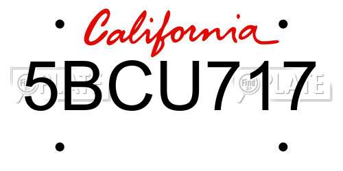5BCU717 California License Plate