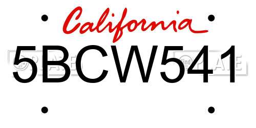5BCW541 California License Plate