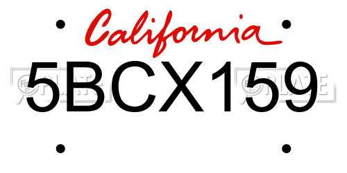 5BCX159 California License Plate