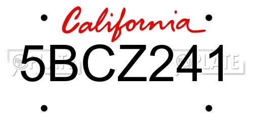 5BCZ241 California License Plate