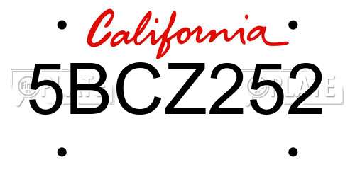 5BCZ252 California License Plate