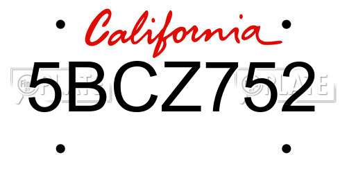 5BCZ752 California License Plate