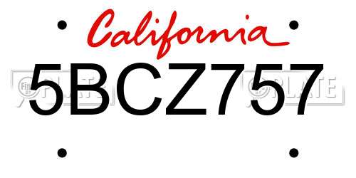 5BCZ757 California License Plate
