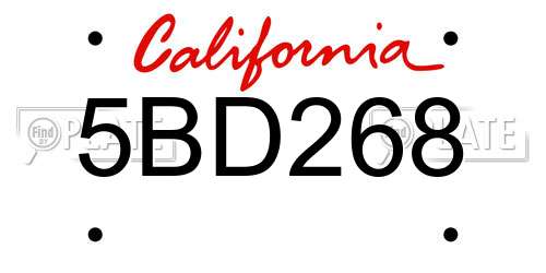 5BD268 California License Plate