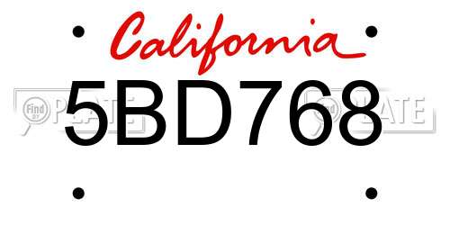 5BD768 California License Plate