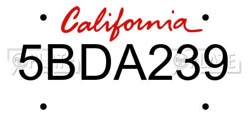 5BDA239 California License Plate