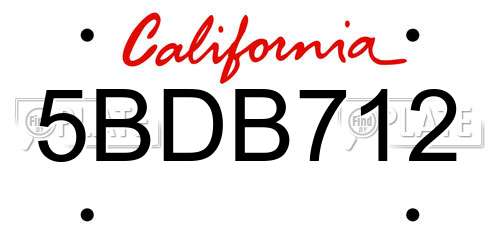 5BDB712 California License Plate