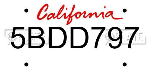 5BDD797 California License Plate