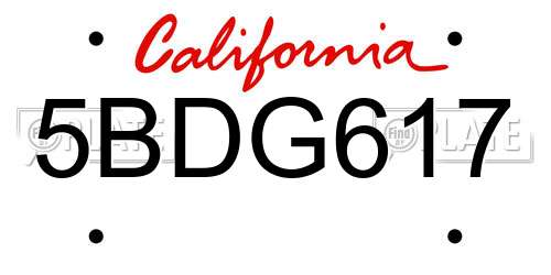 5BDG617 California License Plate
