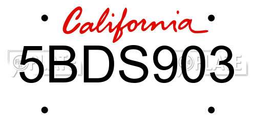5BDS903 California License Plate