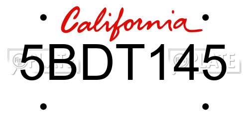 5BDT145 California License Plate