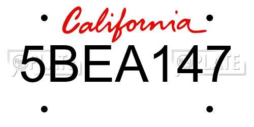 5BEA147 California License Plate