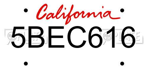 5BEC616 California License Plate