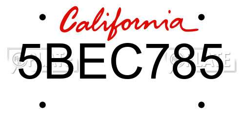 5BEC785 California License Plate
