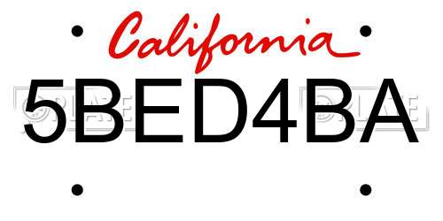 5BED4BA California License Plate